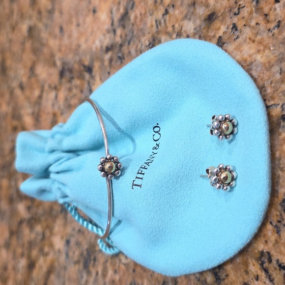 Tiffany & Co. 18K Gold & Picasso Silver Jolie Flower Bracelet And Earrings